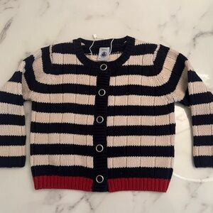 New with tag Petit Bateau cardigan striped 18m